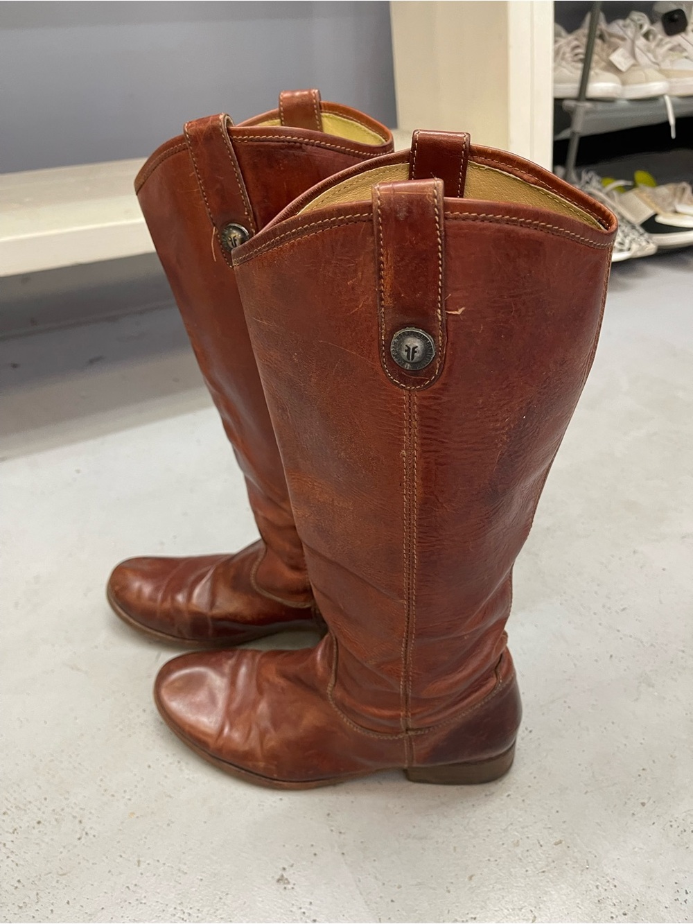 Frye Tall Leather Riding Boots - Chestnut Brown - Picture 4 of 7